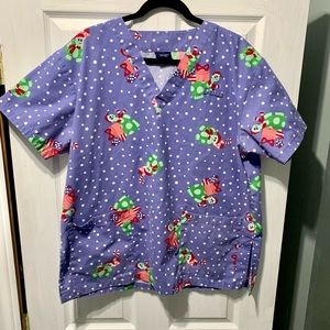 Christmas themed scrub top
